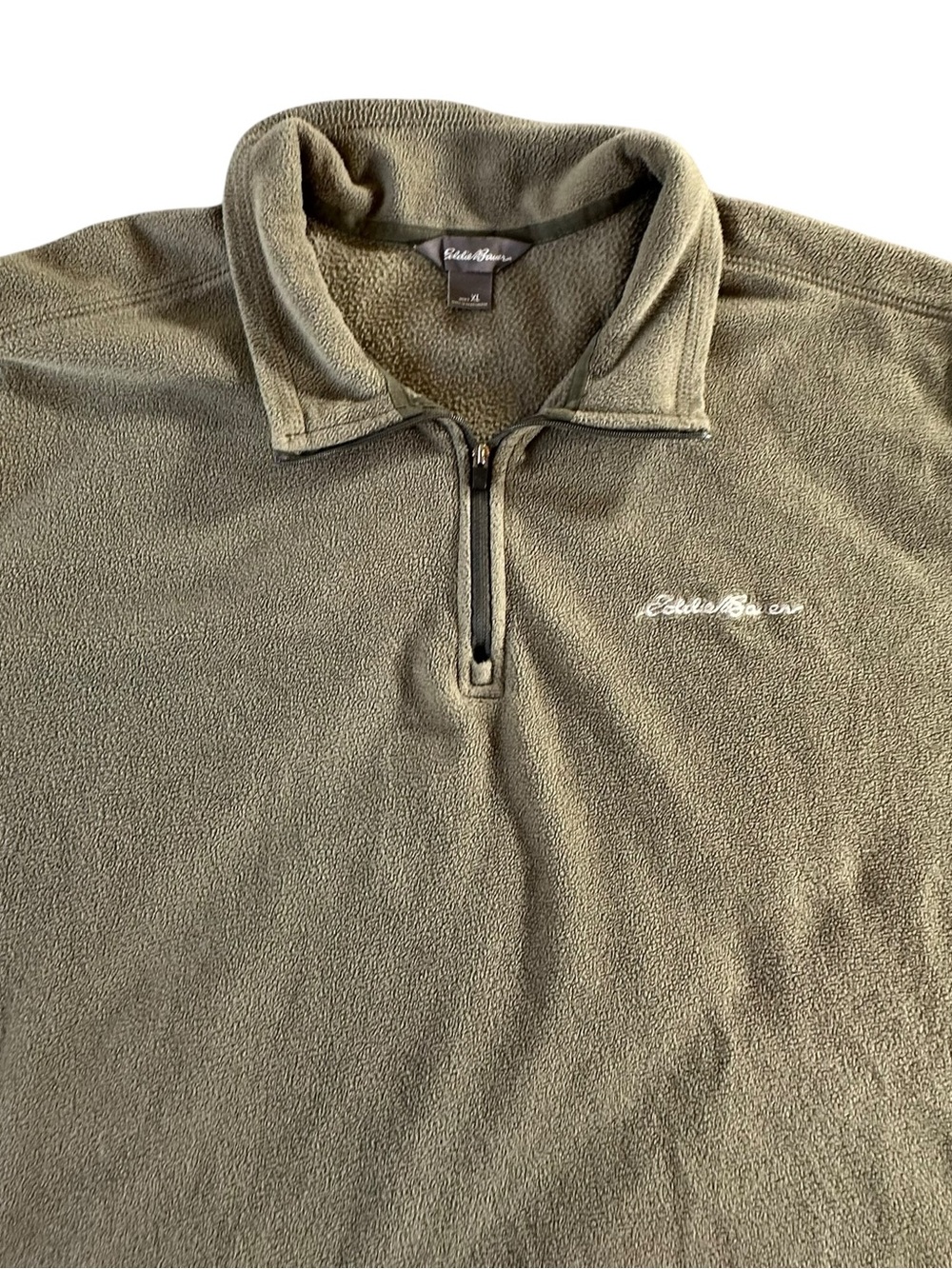 Eddie Bauer Olive Green Fleece Pullover with Logo Tag XL - Picture 2 of 9